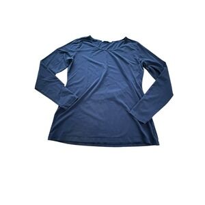 Peruvian Connection Size Large Lago Blue Layering Tee‎ Long Sleeve Top #AB5-4